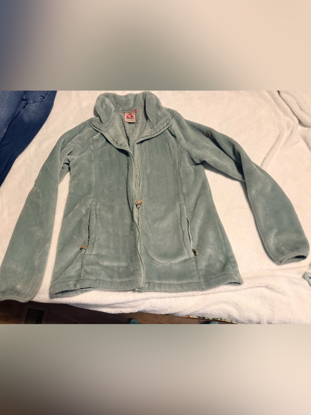 Gerry Weber Sage Green Teddy Fleece Jacket with Zip Pockets
